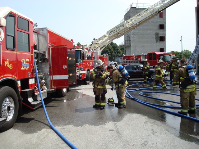 Crews participating in box alarm drills.